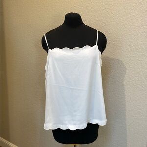 NWT Banana Republic Elegant White Scallop Hem Women's Top sz XL